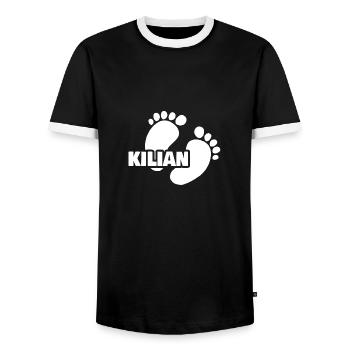 Birth of Kilian - Men's Ringer Shirt - black/white - Front - AI Model Female 172 light (172cm) & AI Model Male 178 light (178cm)