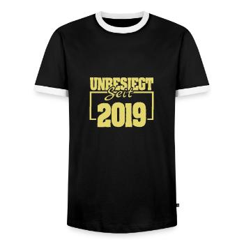 2019 - Männer Kontrast-T-Shirt - Schwarz/Weiß - Vorne - AI Model Female 172 light (172cm) & AI Model Male 178 light (178cm)