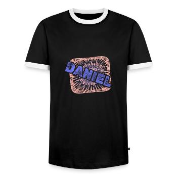 Daniel - Männer Kontrast-T-Shirt - Schwarz/Weiß - Vorne - AI Model Female 172 light (172cm) & AI Model Male 178 light (178cm)