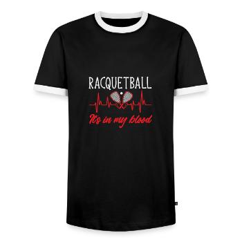 Joueur de racquetball Racquetball - T-shirt contrasté Homme - noir/blanc - Devant - AI Model Female 172 light (172cm) & AI Model Male 178 light (178cm)
