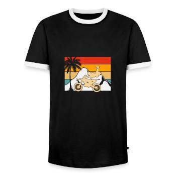 Dirt Bike Rider Retro Sunset - Männer Kontrast-T-Shirt - Schwarz/Weiß - Vorne - AI Model Female 172 light (172cm) & AI Model Male 178 light (178cm)