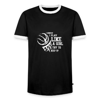 Basketball Spruch Motiv I Basketballer - Männer Kontrast-T-Shirt - Schwarz/Weiß - Vorne - AI Model Female 172 light (172cm) & AI Model Male 178 light (178cm)