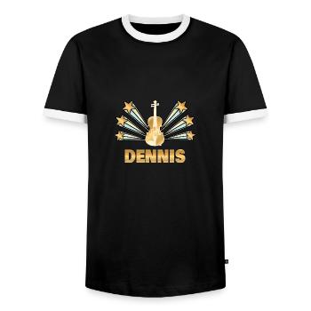 Gift for Dennis - Men's Ringer Shirt - black/white - Front - AI Model Female 172 light (172cm) & AI Model Male 178 light (178cm)