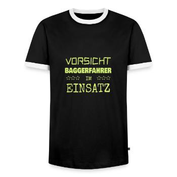 Baggerfahrer - Männer Kontrast-T-Shirt - Schwarz/Weiß - Vorne - AI Model Female 172 light (172cm) & AI Model Male 178 light (178cm)
