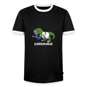 Kampfsport Kampfkunst Martial Arts Judosaurus Judo - Männer Kontrast-T-Shirt - Schwarz/Weiß - Vorne - AI Model Female 172 light (172cm) & AI Model Male 178 light (178cm)