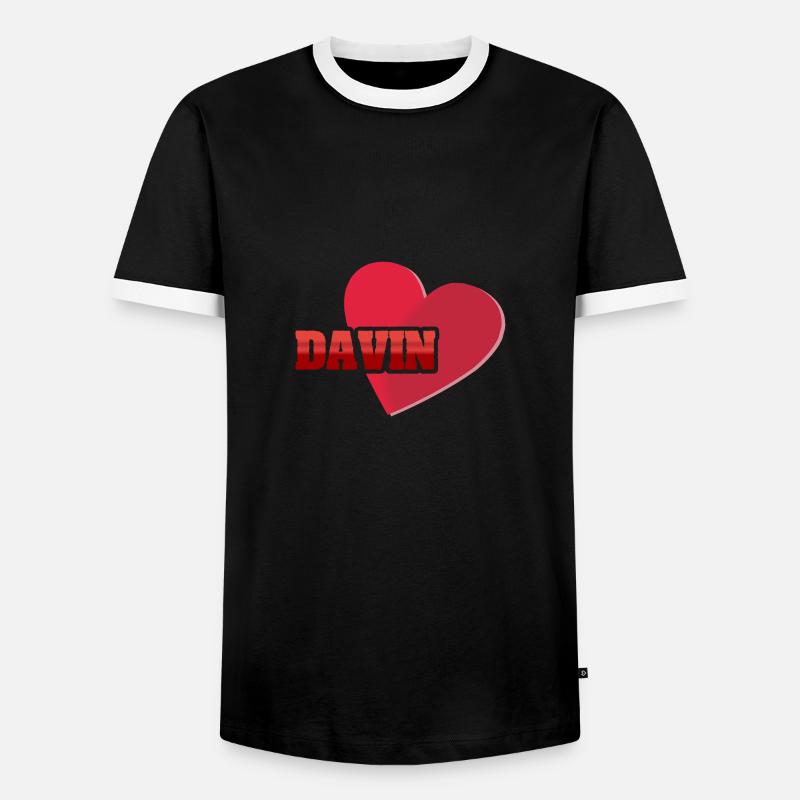 First name Davin - Men's Ringer Shirt - black/white