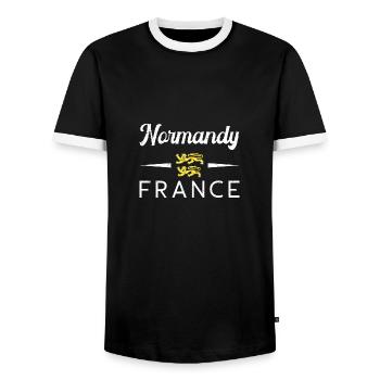 Normandie Normannisch Frankreich Urlaub Strand - Männer Kontrast-T-Shirt - Schwarz/Weiß - Vorne - AI Model Female 172 light (172cm) & AI Model Male 178 light (178cm)