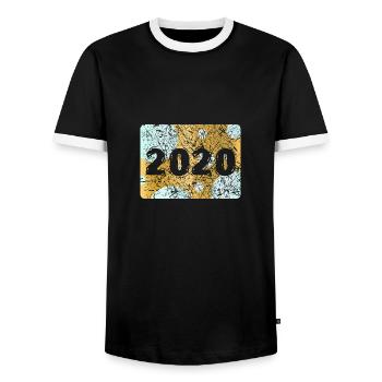 2020 - T-shirt contrasté Homme - noir/blanc - Devant - AI Model Female 172 light (172cm) & AI Model Male 178 light (178cm)