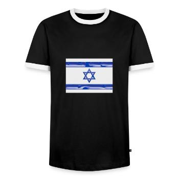 Israel - Men's Ringer Shirt - black/white - Front - AI Model Female 172 light (172cm) & AI Model Male 178 light (178cm)
