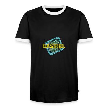 Warp Castiel - Men's Ringer Shirt - black/white - Front - AI Model Female 172 light (172cm) & AI Model Male 178 light (178cm)