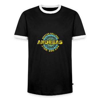 Arbeitskollege Andreas - Männer Kontrast-T-Shirt - Schwarz/Weiß - Vorne - AI Model Female 172 light (172cm) & AI Model Male 178 light (178cm)