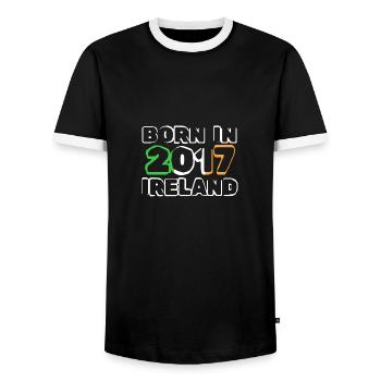 Ireland 2017 - Men's Ringer Shirt - black/white - Front - AI Model Female 172 light (172cm) & AI Model Male 178 light (178cm)