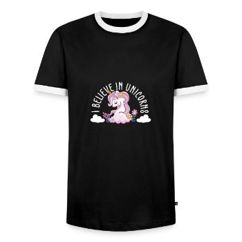 Lustiger Einhorn Spruch I Einhörner - Männer Kontrast-T-Shirt - Schwarz/Weiß - Vorne - AI Model Female 172 light (172cm) & AI Model Male 178 light (178cm)