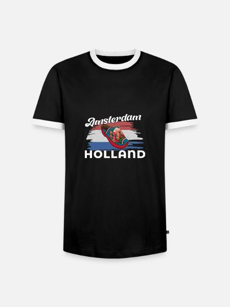 Klompendansen Holzschuhe Amsterdam Holland - Männer Kontrast-T-Shirt - Schwarz/Weiß