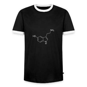 Formule structurelle de la sérotonine - blanc - T-shirt contrasté Homme - noir/blanc - Devant - AI Model Female 172 light (172cm) & AI Model Male 178 light (178cm)