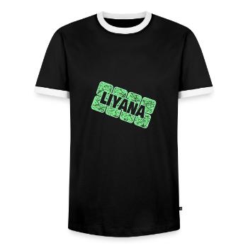 Liyana as a first name - Men's Ringer Shirt - black/white - Front - AI Model Female 172 light (172cm) & AI Model Male 178 light (178cm)
