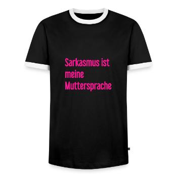 Sarcasm Pro - Men's Ringer Shirt - black/white - Front - AI Model Female 172 light (172cm) & AI Model Male 178 light (178cm)