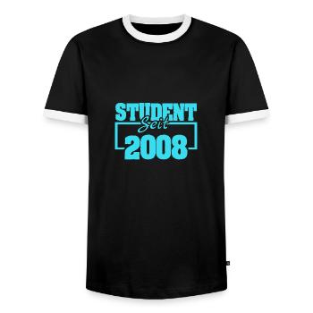 Student 2008 - Men's Ringer Shirt - black/white - Front - AI Model Female 172 light (172cm) & AI Model Male 178 light (178cm)