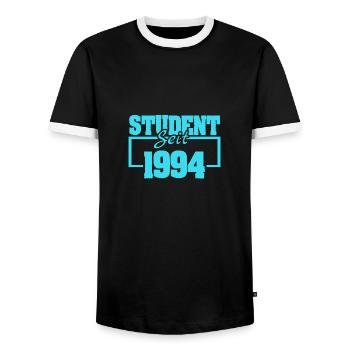 Student 1994 - Men's Ringer Shirt - black/white - Front - AI Model Female 172 light (172cm) & AI Model Male 178 light (178cm)