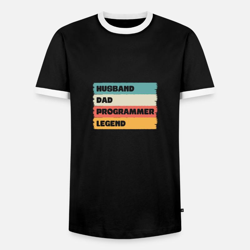 Husband Dad programmer Legend - Men's Ringer Shirt - black/white