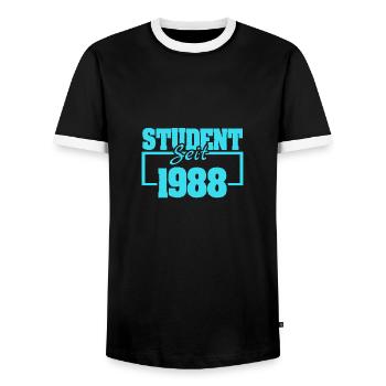 1988 1988 - Männer Kontrast-T-Shirt - Schwarz/Weiß - Vorne - AI Model Female 172 light (172cm) & AI Model Male 178 light (178cm)