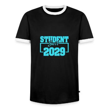 2029 - Männer Kontrast-T-Shirt - Schwarz/Weiß - Vorne - AI Model Female 172 light (172cm) & AI Model Male 178 light (178cm)