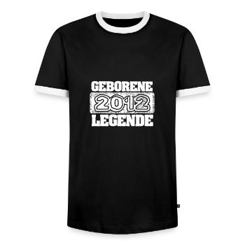Gift idea 2012 - Men's Ringer Shirt - black/white - Front - AI Model Female 172 light (172cm) & AI Model Male 178 light (178cm)