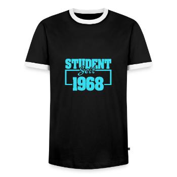 Student 1968 - Männer Kontrast-T-Shirt - Schwarz/Weiß - Vorne - AI Model Female 172 light (172cm) & AI Model Male 178 light (178cm)