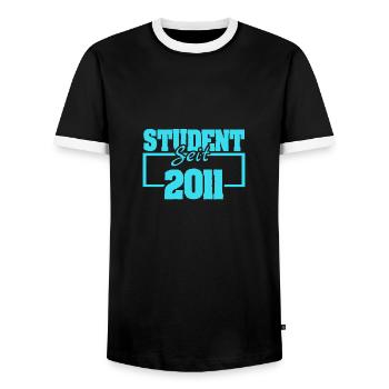 Student 2011 - Männer Kontrast-T-Shirt - Schwarz/Weiß - Vorne - AI Model Female 172 light (172cm) & AI Model Male 178 light (178cm)