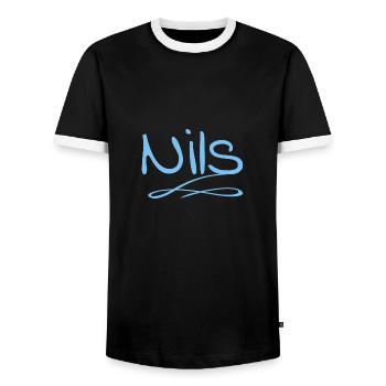 Nils as Nils - Men's Ringer Shirt - black/white - Front - AI Model Female 172 light (172cm) & AI Model Male 178 light (178cm)