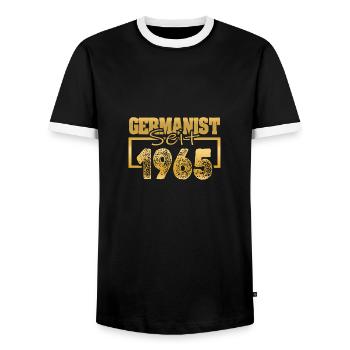 Studies 1965 - Men's Ringer Shirt - black/white - Front - AI Model Female 172 light (172cm) & AI Model Male 178 light (178cm)