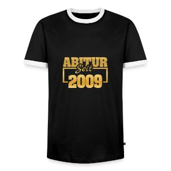 2009 - Men's Ringer Shirt - black/white - Front - AI Model Female 172 light (172cm) & AI Model Male 178 light (178cm)