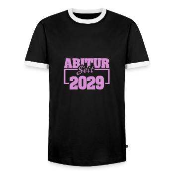 Abitur 2029 - Men's Ringer Shirt - black/white - Front - AI Model Female 172 light (172cm) & AI Model Male 178 light (178cm)