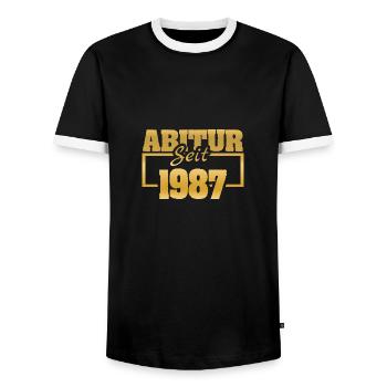 Pas d’école en 1987 - T-shirt contrasté Homme - noir/blanc - Devant - AI Model Female 172 light (172cm) & AI Model Male 178 light (178cm)