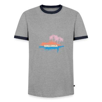Holidays Mallorca - Men's Ringer Shirt - grey/navy  - Front - AI Model Female 172 light (172cm) & AI Model Male 178 light (178cm)