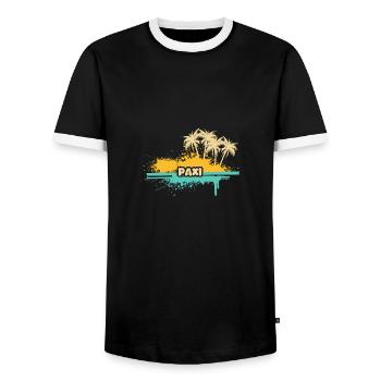 Paxi - Men's Ringer Shirt - black/white - Front - AI Model Female 172 light (172cm) & AI Model Male 178 light (178cm)
