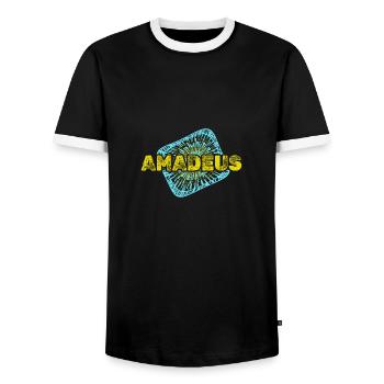 Leisure time Amadeus - Men's Ringer Shirt - black/white - Front - AI Model Female 172 light (172cm) & AI Model Male 178 light (178cm)