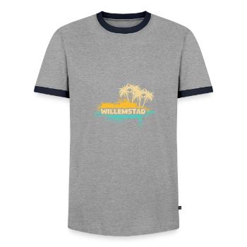 Willemstad comme jour férié - T-shirt contrasté Homme - gris/marine  - Devant - AI Model Female 172 light (172cm) & AI Model Male 178 light (178cm)