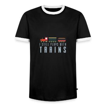Lokführer Bahn Design I Model Eisenbahn - Männer Kontrast-T-Shirt - Schwarz/Weiß - Vorne - AI Model Female 172 light (172cm) & AI Model Male 178 light (178cm)