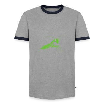 Gottesanbeterin - Männer Kontrast-T-Shirt - Grau/Navy  - Vorne - AI Model Female 172 light (172cm) & AI Model Male 178 light (178cm)