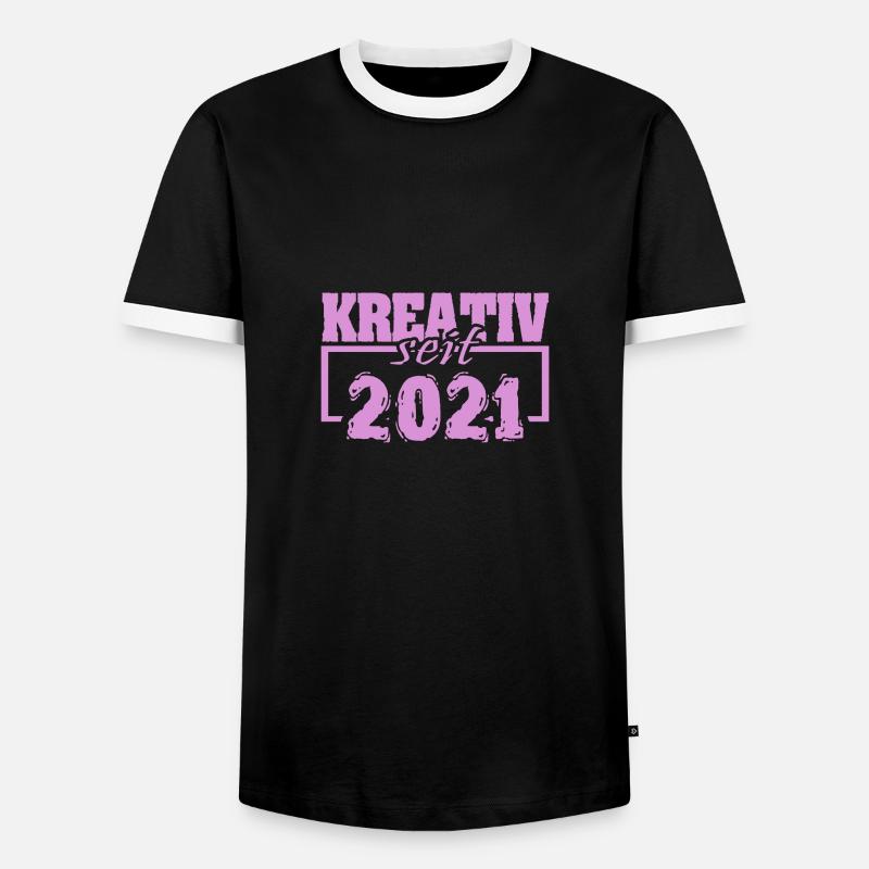 2021 - Männer Kontrast-T-Shirt - Schwarz/Weiß