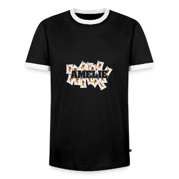 Vegas Amelie - Men's Ringer Shirt - black/white - Front - AI Model Female 172 light (172cm) & AI Model Male 178 light (178cm)