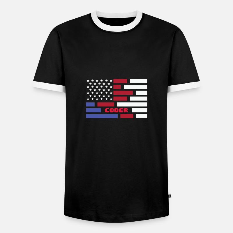 American Flag Coder Coding Computer Nerd - Männer Kontrast-T-Shirt - Schwarz/Weiß