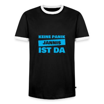 Gift for Jannis - Men's Ringer Shirt - black/white - Front - AI Model Female 172 light (172cm) & AI Model Male 178 light (178cm)