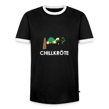 Chill Toad Sleep Shirt Nightgown Turtle - Men's Ringer Shirt - black/white - Front - AI Model Female 172 light (172cm) & AI Model Male 178 light (178cm)