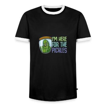 Vegan Cucumber Fruit Pickle Garden Healthy - Men's Ringer Shirt - black/white - Front - AI Model Female 172 light (172cm) & AI Model Male 178 light (178cm)