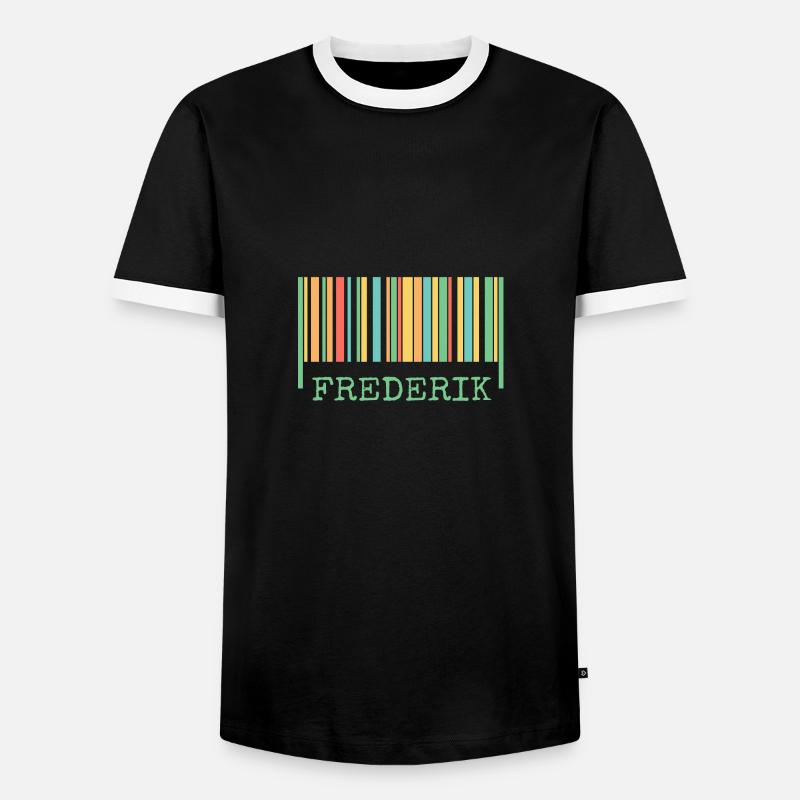 Bar code Frederik - Men's Ringer Shirt - black/white