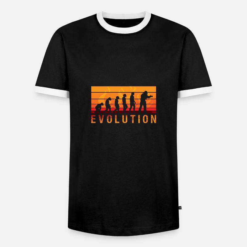 Evolution Feuerwehr Retro Feuerwehrmann Beruf - Männer Kontrast-T-Shirt - Schwarz/Weiß