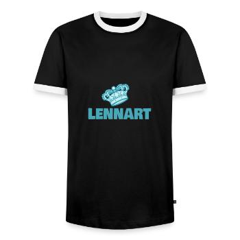 Lennart as a first name - Men's Ringer Shirt - black/white - Front - AI Model Female 172 light (172cm) & AI Model Male 178 light (178cm)