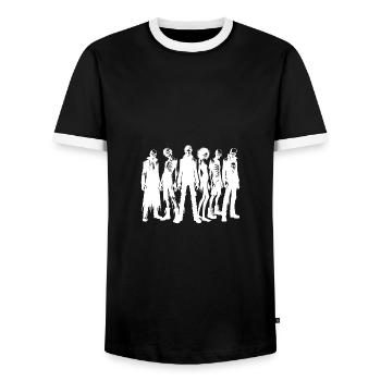 Drôle Halloween Zombie Party Group - T-shirt contrasté Homme - noir/blanc - Devant - AI Model Female 172 light (172cm) & AI Model Male 178 light (178cm)